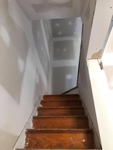 Stairwell drywall finishing